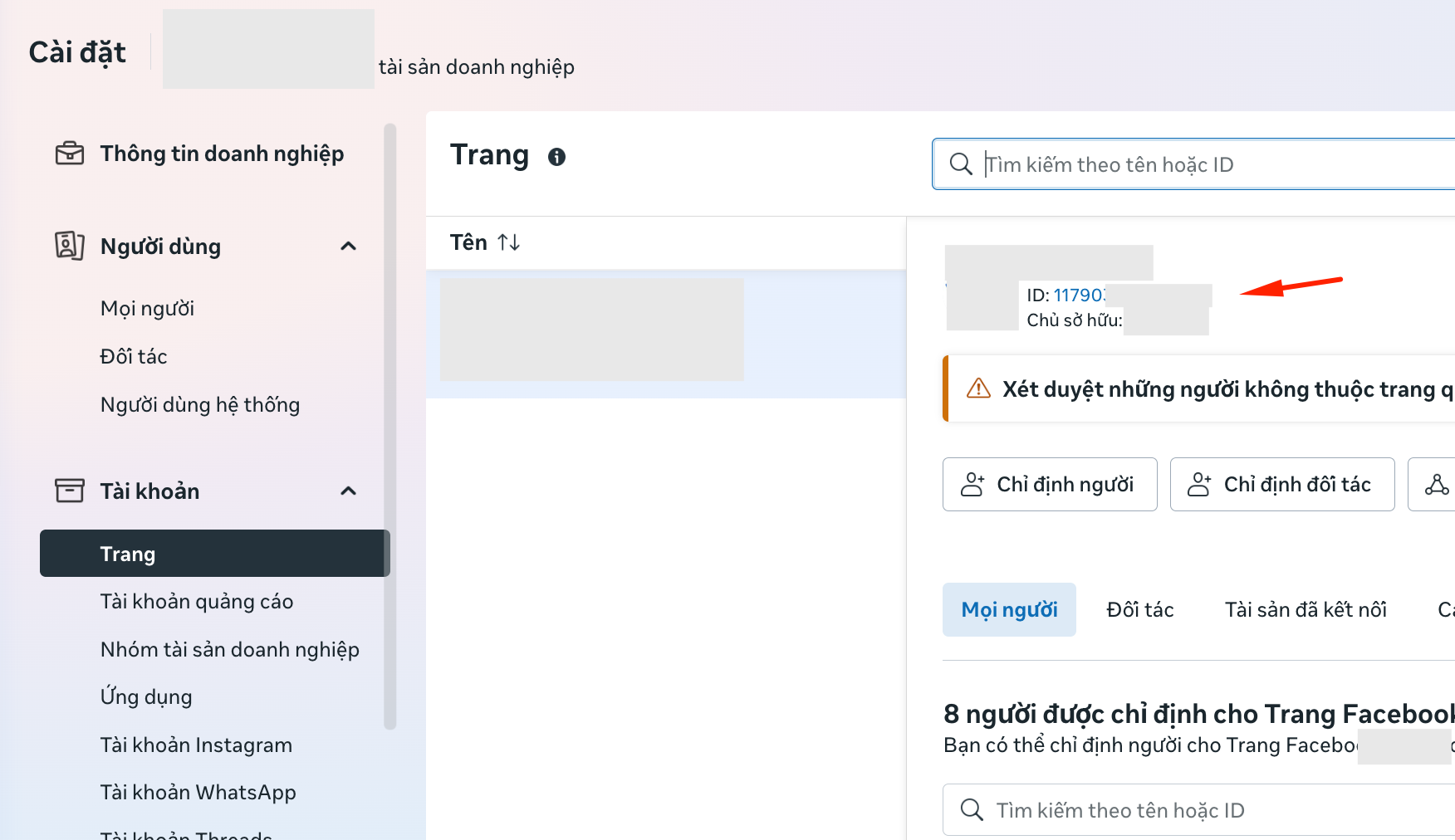 Business Settings - Pages